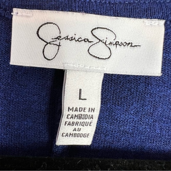 Jessica Simpson Midi Dress womens size large Maritime Blue Long side slits comfy - Picture 4 of 9